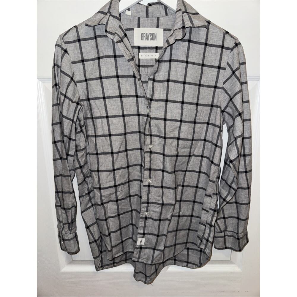 Grayson Frank & Eileen The Hero Button Up Shirt Size 02 Small Gray Black Plaid